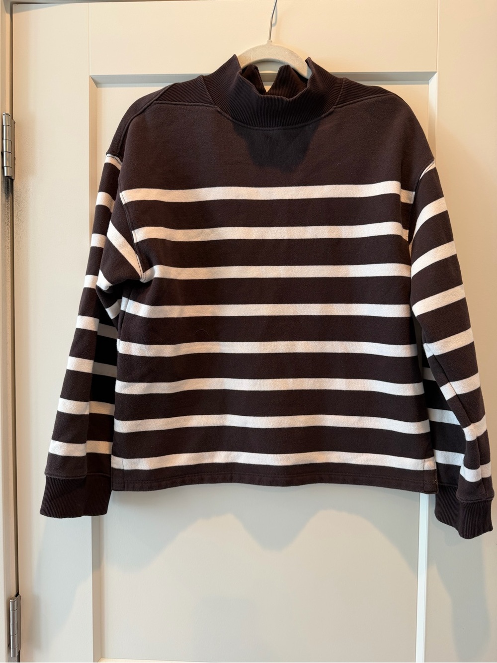 Madewell Striped Mock Neck Sweater - Brow & White